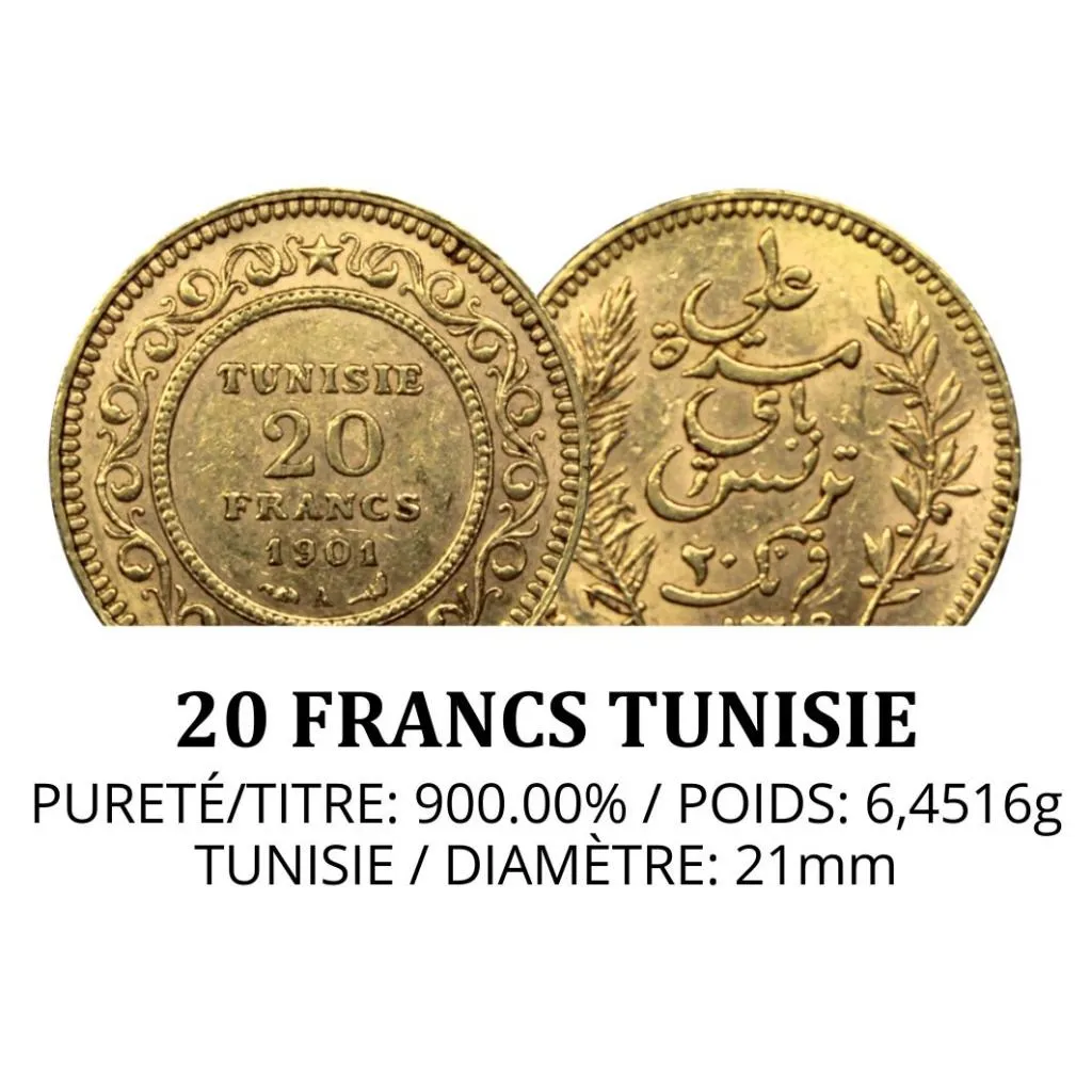 20 FRANCS TUNISIE OR